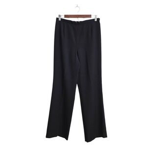 Lafayette 148 Metropolitan Stretch Silk Crepe Straight Leg Pants in Black Sz 10P
